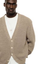 Cardigan beige a coste regular-fit