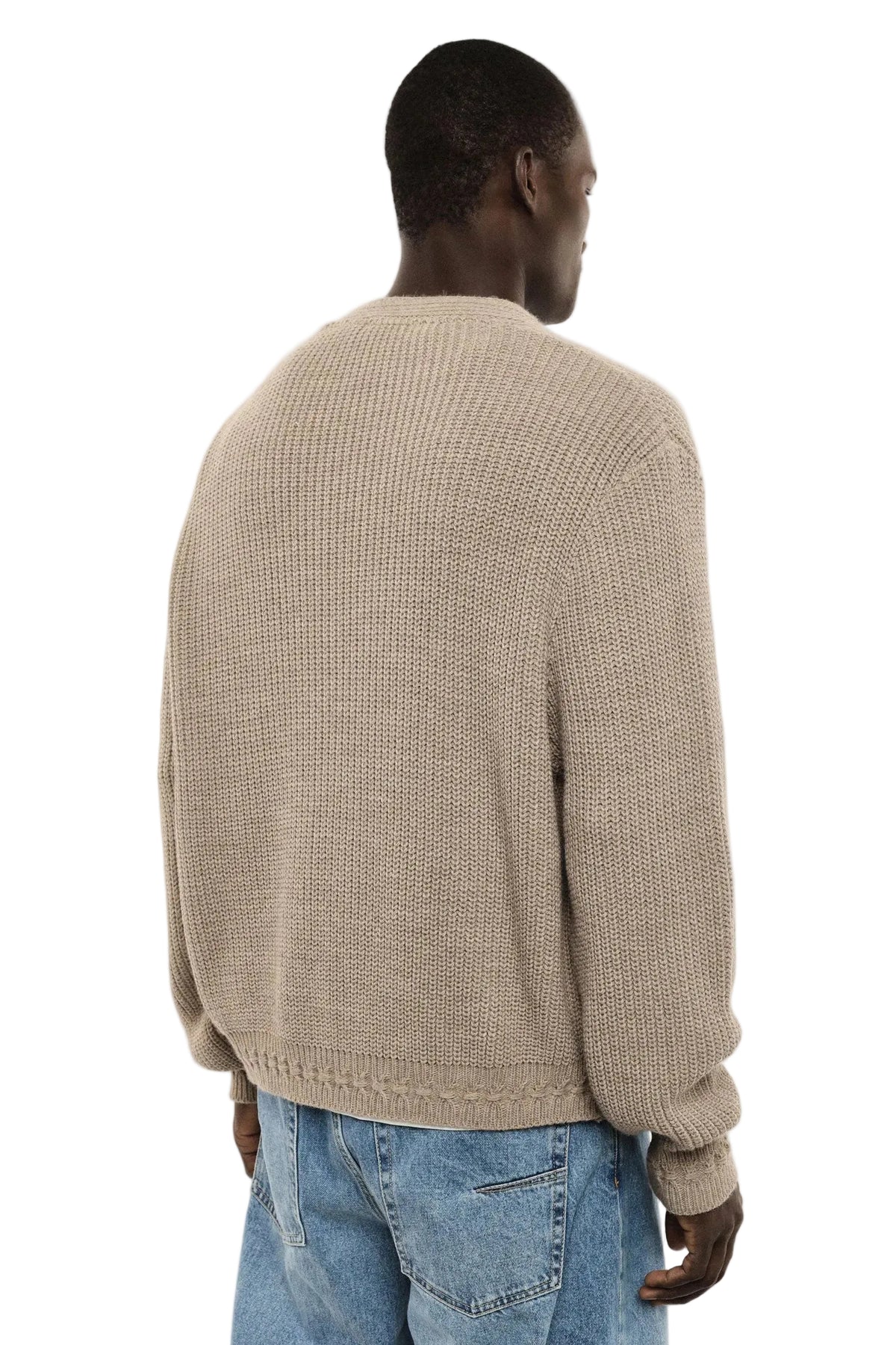Cardigan beige a coste regular-fit