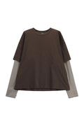 T-shirt con inserto camicia a righe