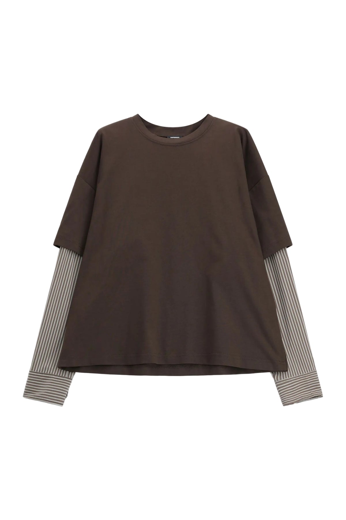 T-shirt con inserto camicia a righe
