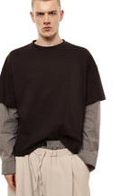 T-shirt con inserto camicia a righe
