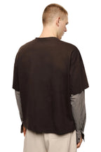T-shirt con inserto camicia a righe