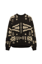 Maglione moro/beige con stampa geometrica