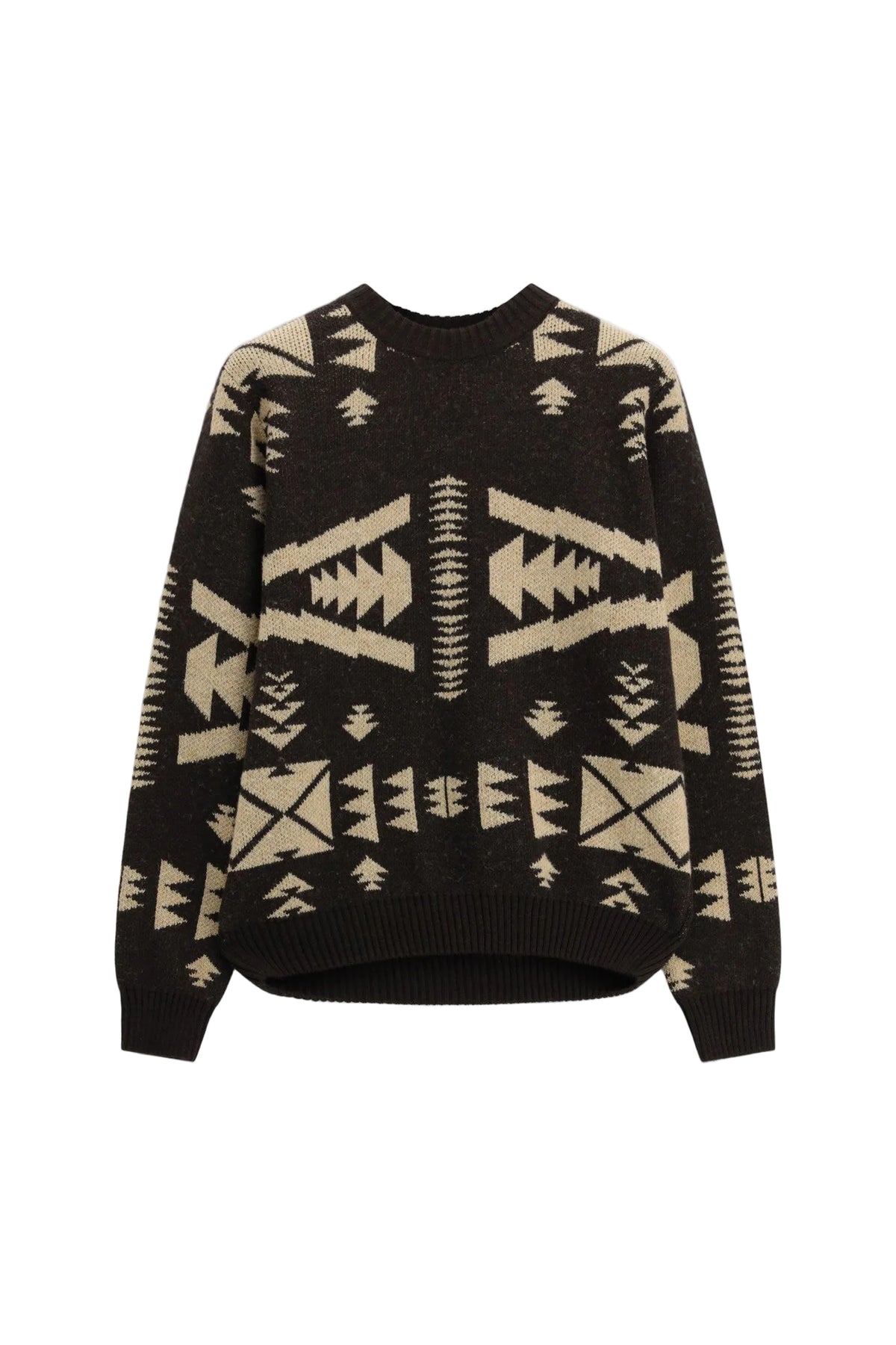 Maglione moro/beige con stampa geometrica
