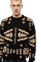 Maglione moro/beige con stampa geometrica
