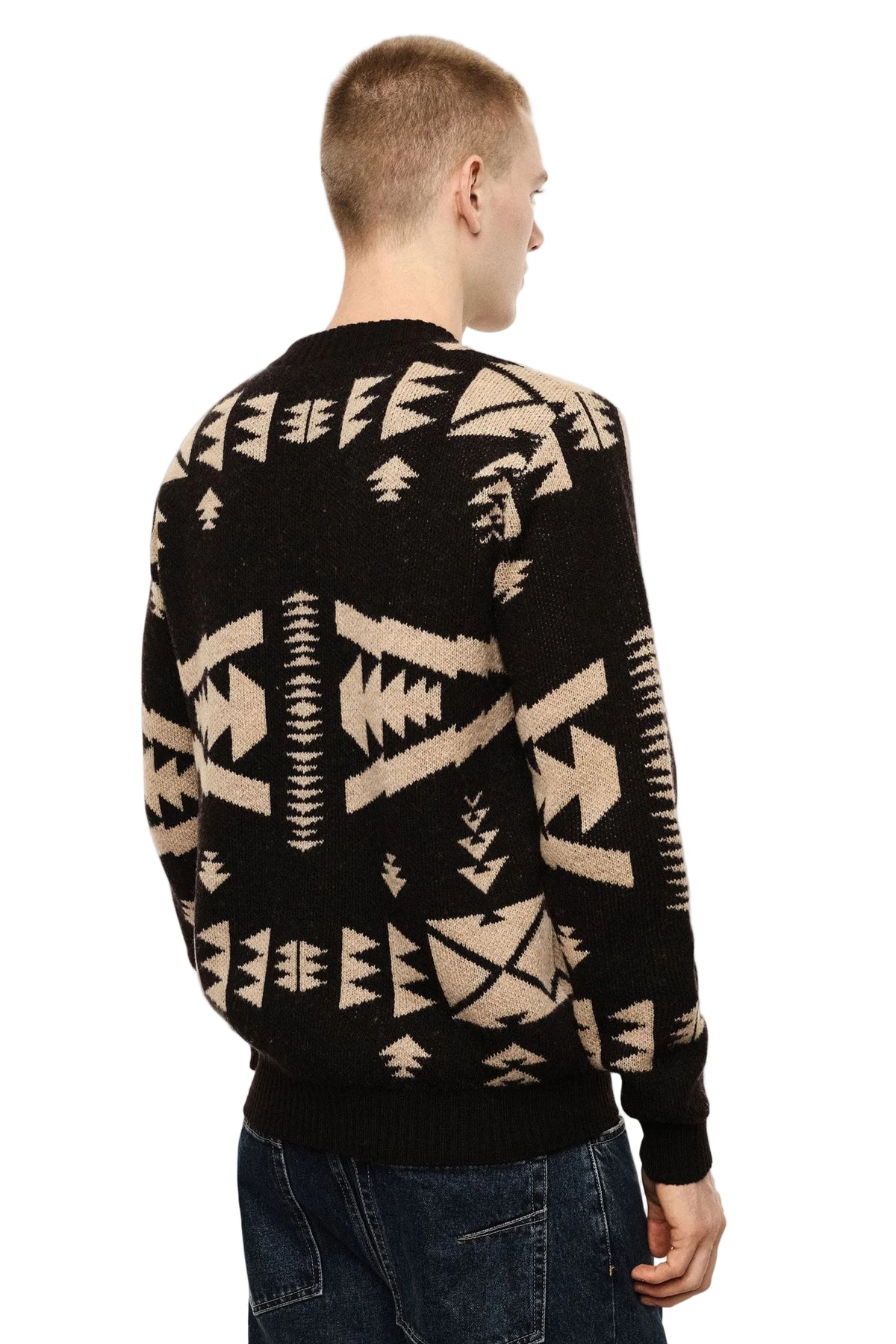 Maglione moro/beige con stampa geometrica