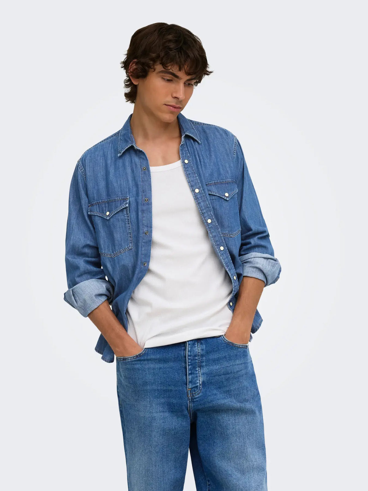 Camicia Onsray in jeans blu denim