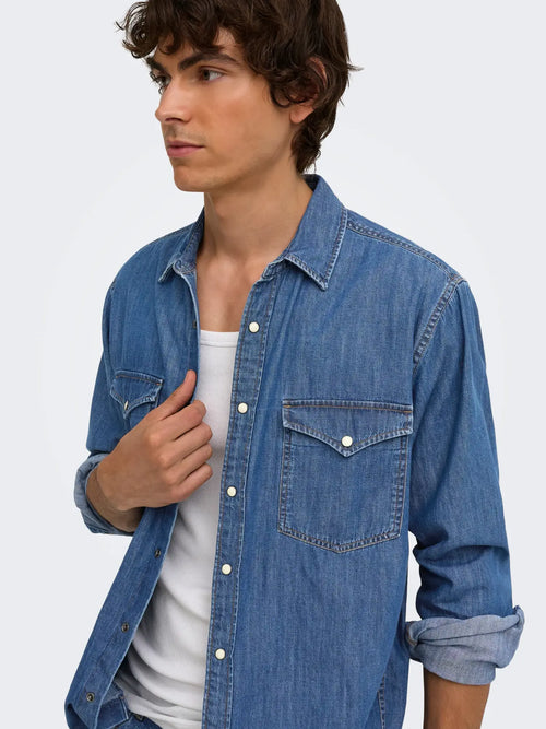 Camicia Onsray in jeans blu denim