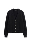 Cardigan nero a coste regular-fit