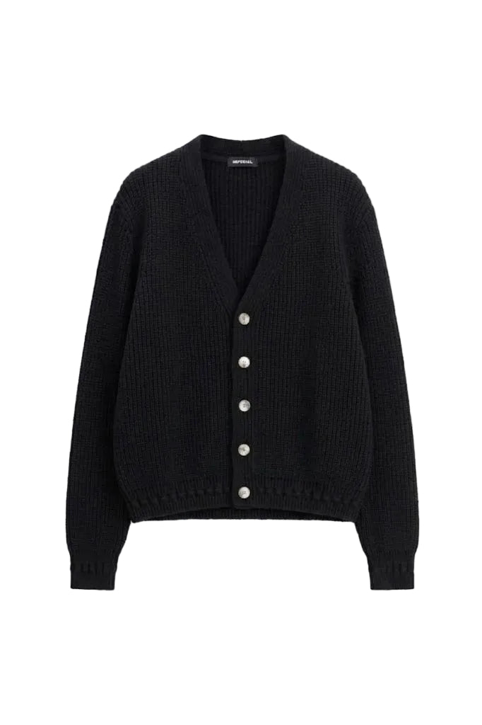 Cardigan nero a coste regular-fit