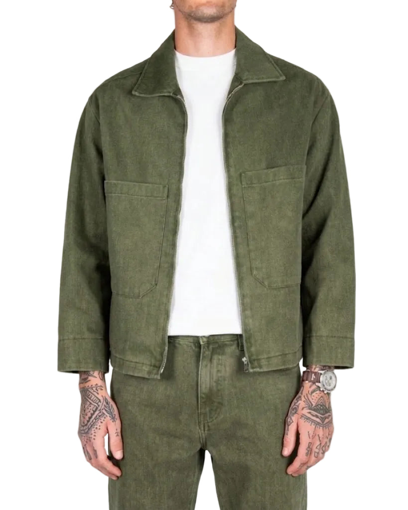 Giacca di jeans verde militare