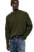 Maglione verde militare con motivo lavorato