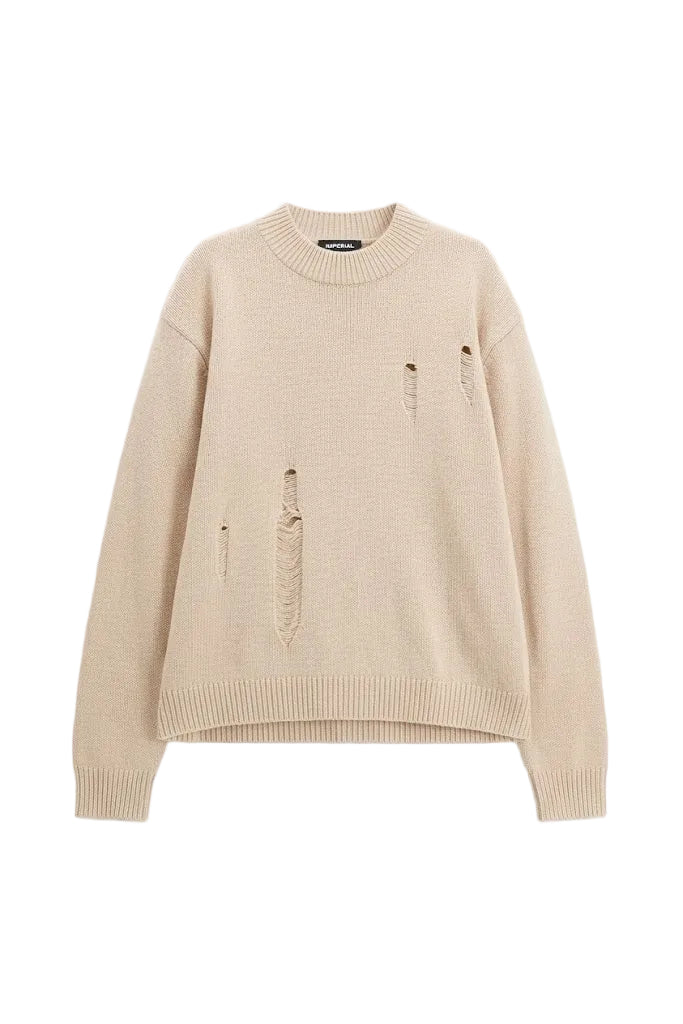 Maglione beige con rotture