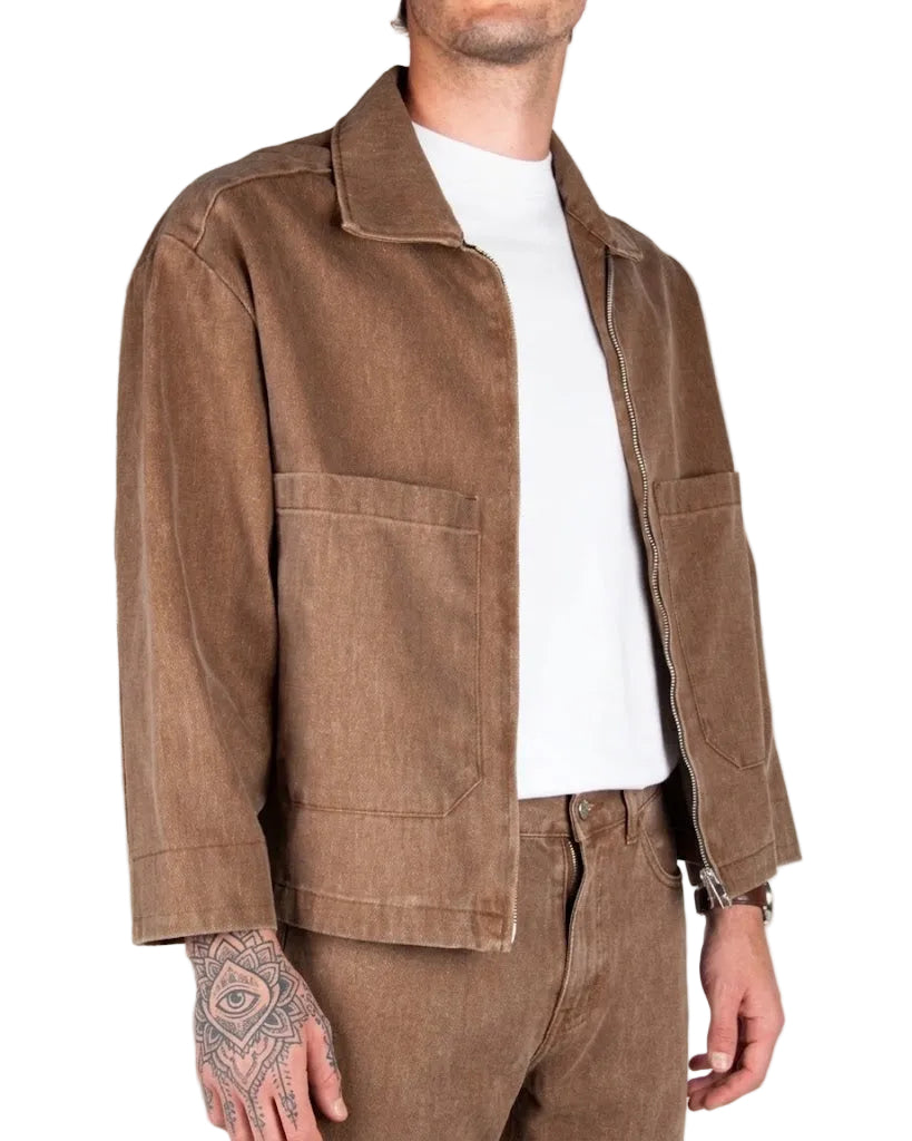 Giacca di jeans camel