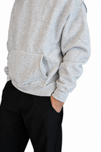 Felpa cropped grigio chiaro melange