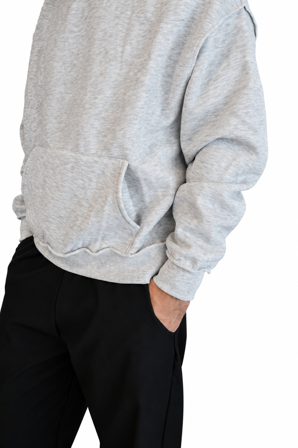 Felpa cropped grigio chiaro melange