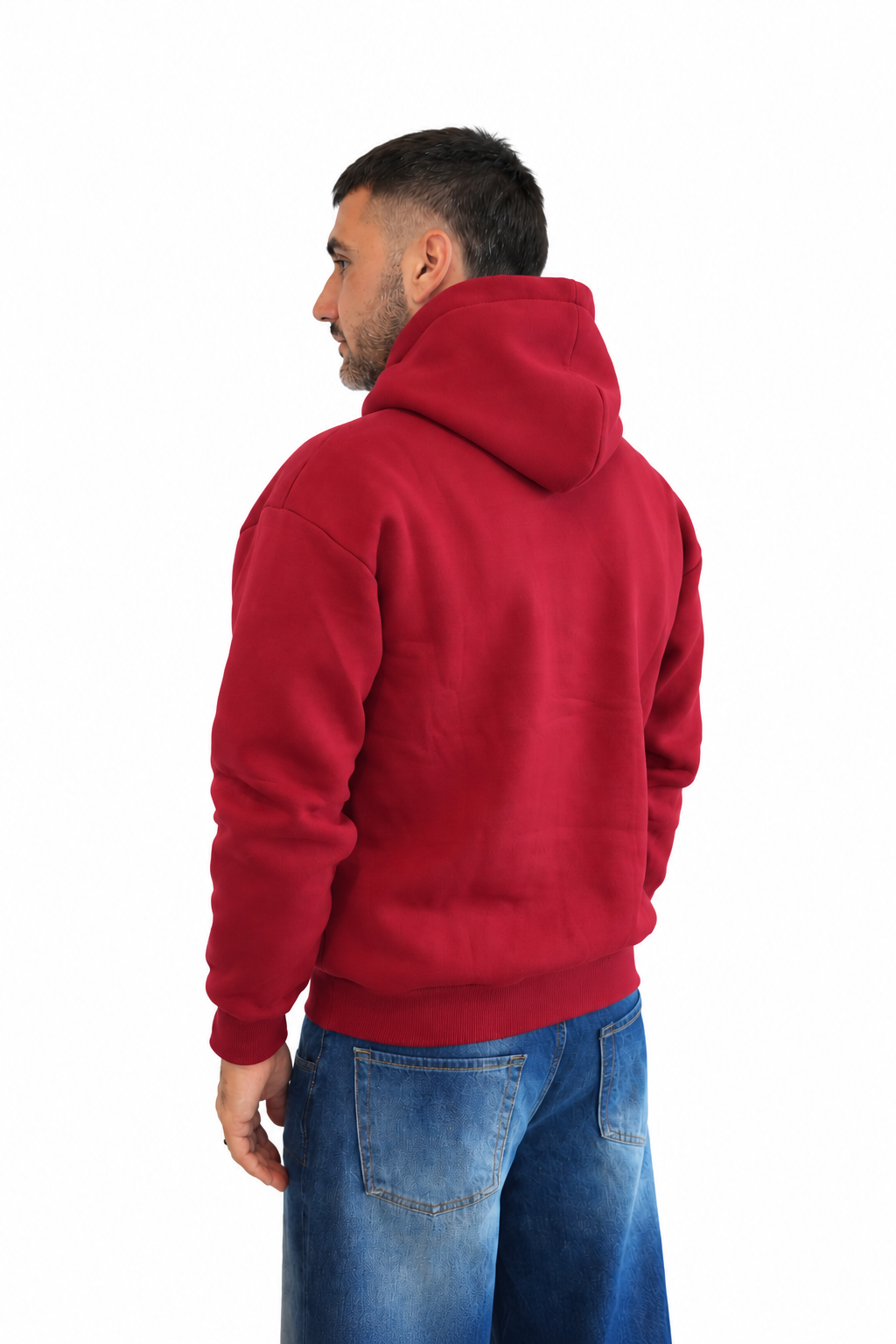 Felpa cappuccio rosso rubino