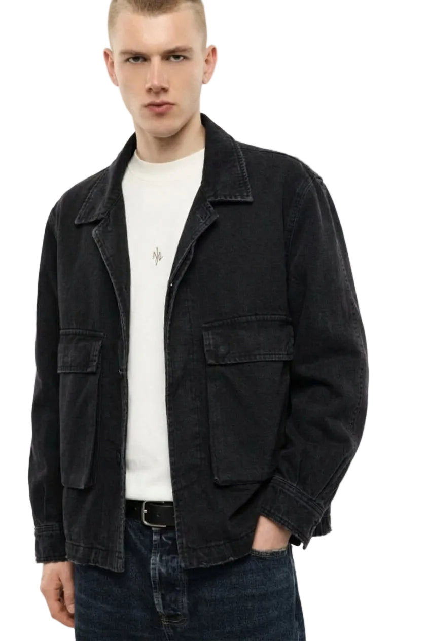 Giacca di jeans nera foderata
