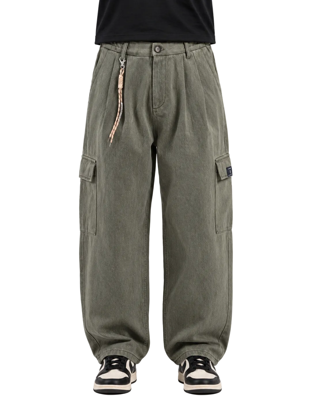 Jeans Ballon verde militare con pences