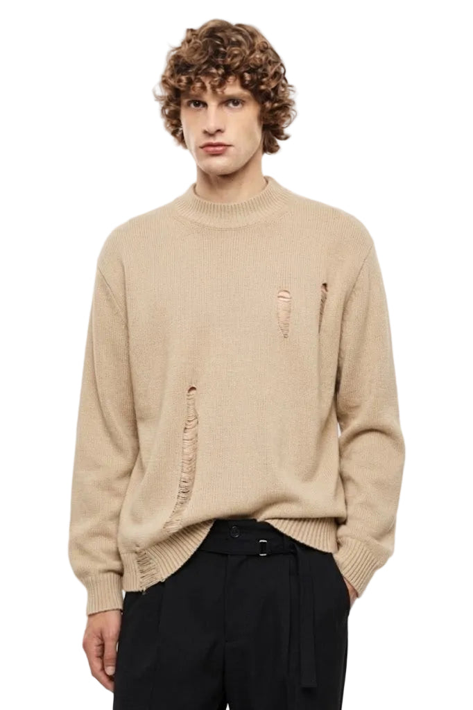 Maglione beige con rotture