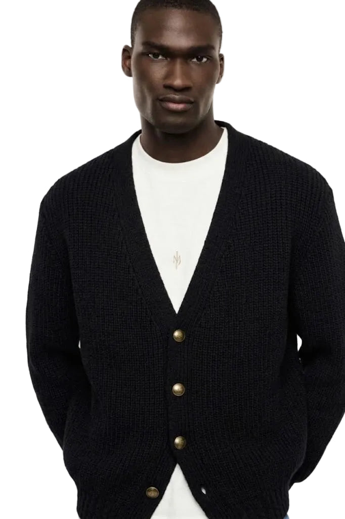 Cardigan nero a coste regular-fit