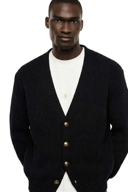 Cardigan nero a coste regular-fit