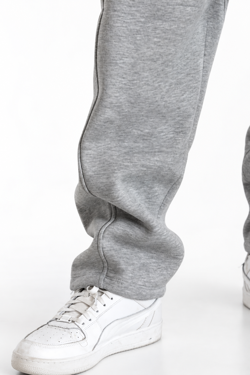 Pantalone tuta grigio melange fondo largo
