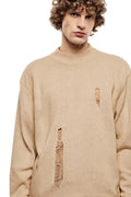 Maglione beige con rotture