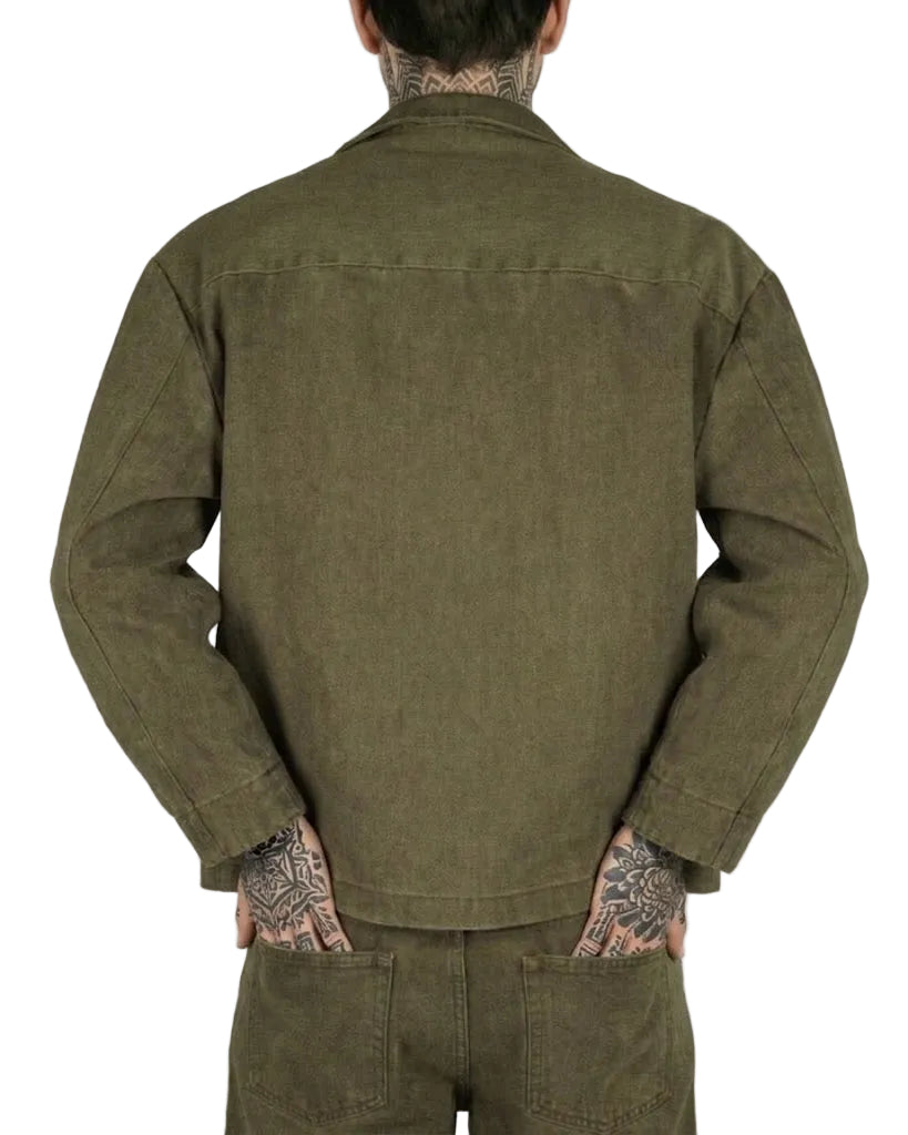 Giacca di jeans verde militare
