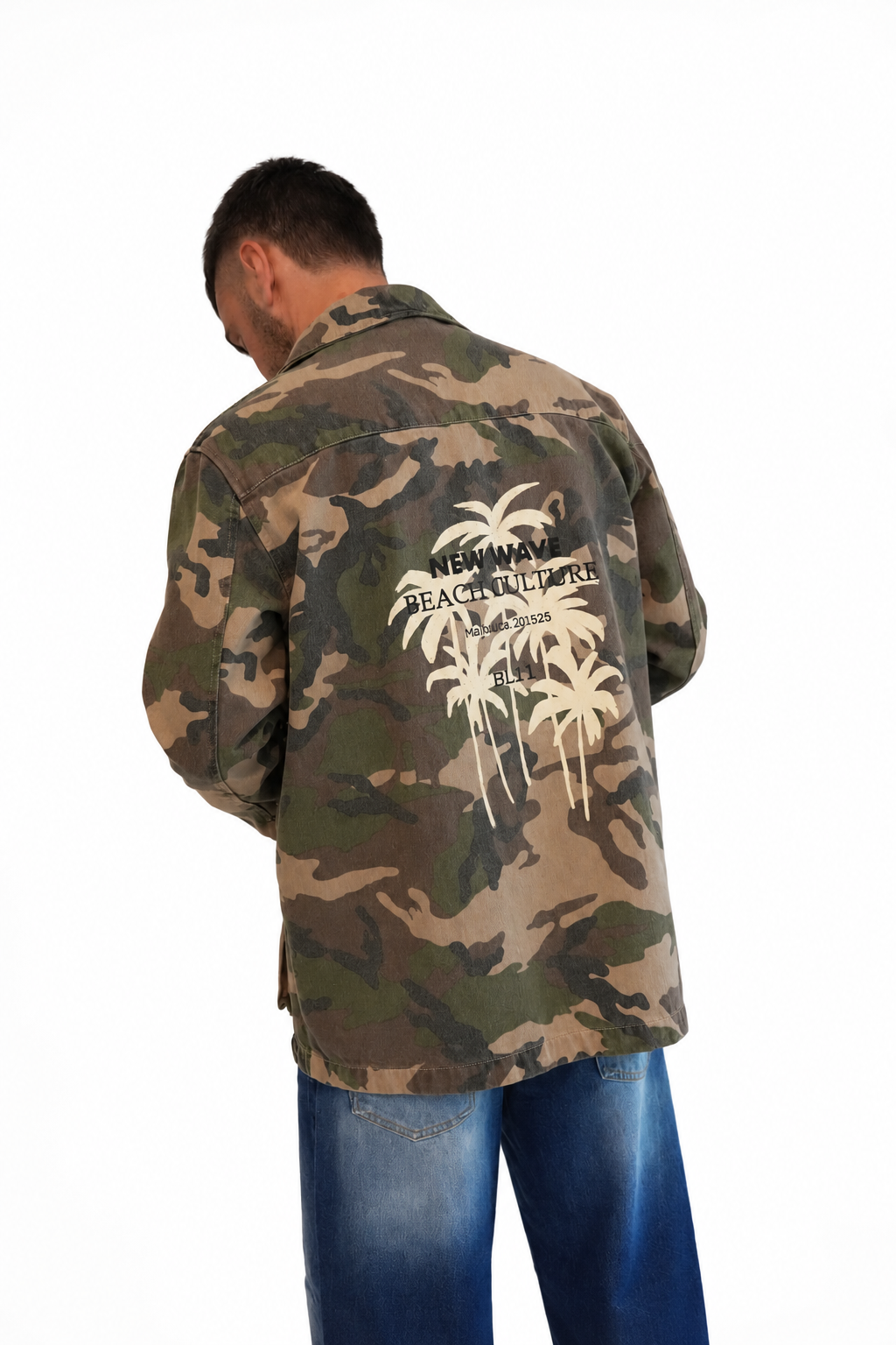 Giacca jeans militare con patch