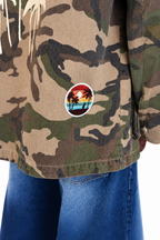 Giacca jeans militare con patch