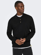 Polo manica lunga Onsloui Nero/Desert/Coffee