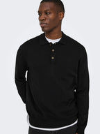 Polo manica lunga Onsloui Nero/Desert/Coffee