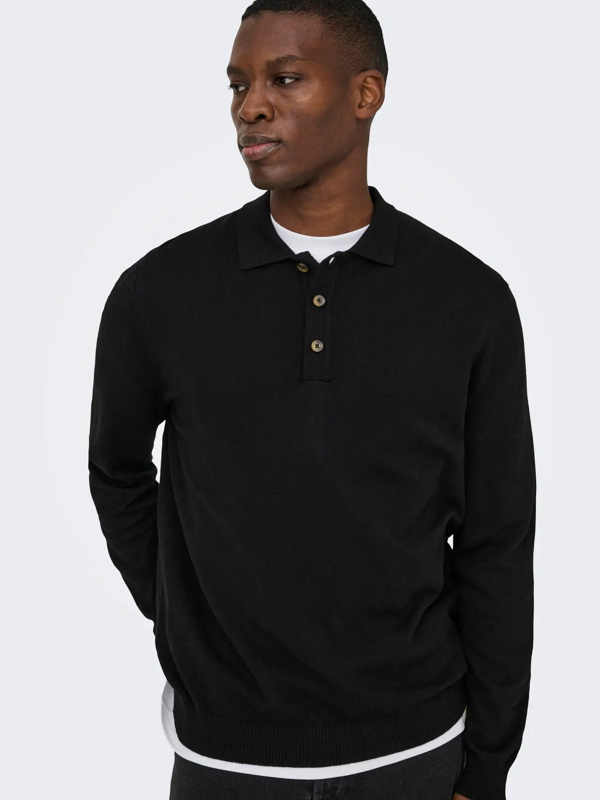 Polo manica lunga Onsloui Nero/Desert/Coffee
