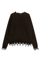 Maglione moro con bordi sfilacciati