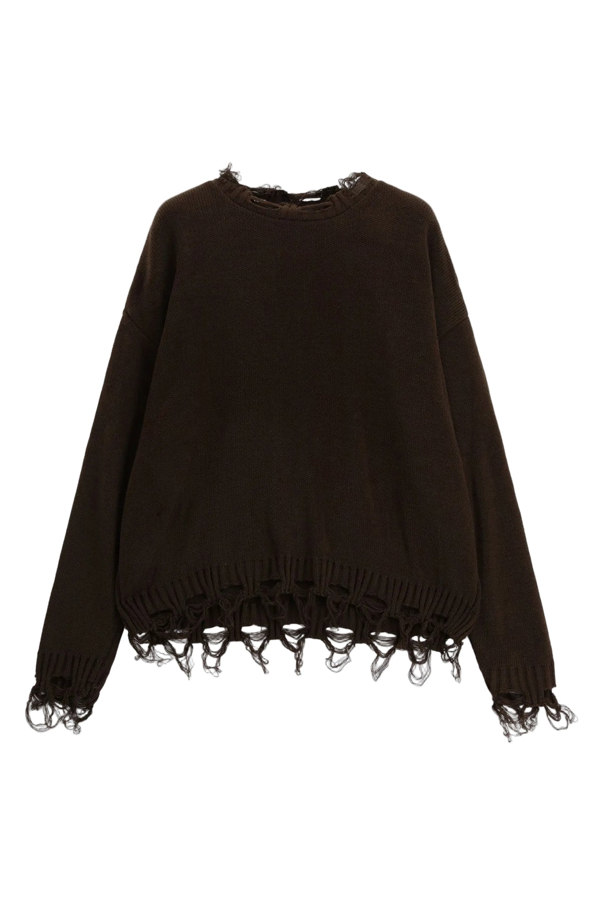 Maglione moro con bordi sfilacciati