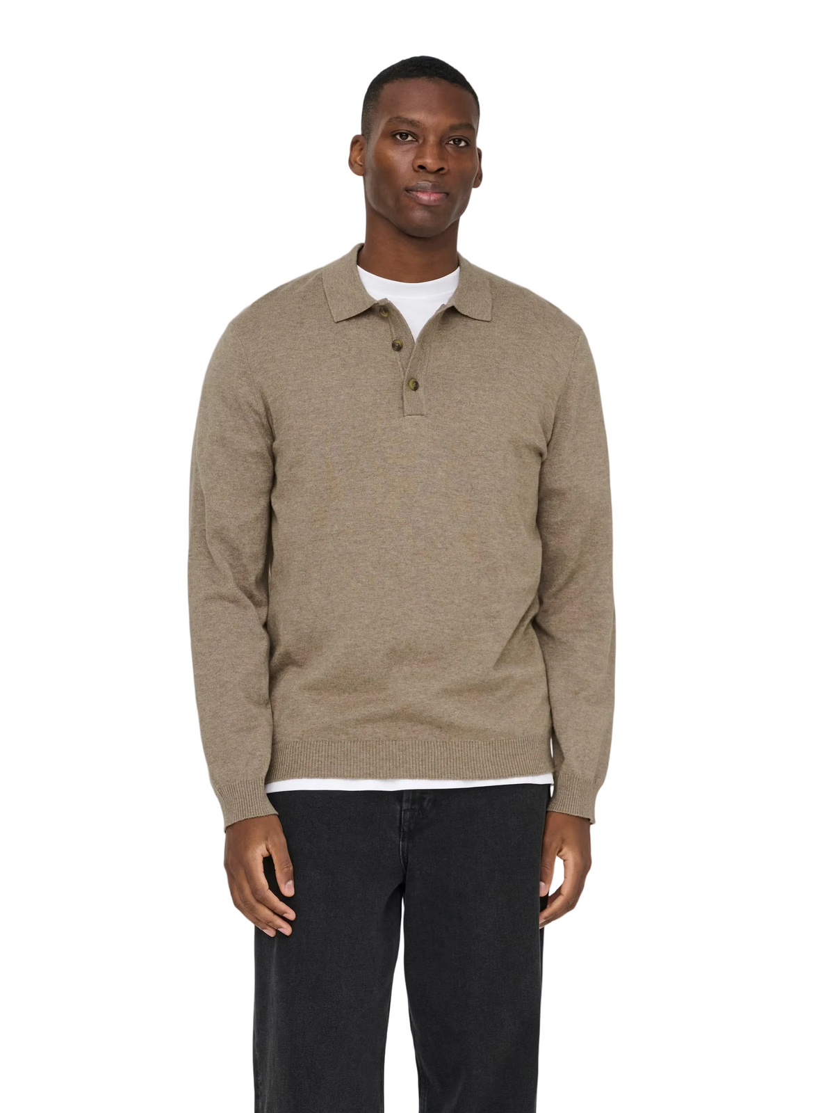 Polo manica lunga Onsloui Nero/Desert/Coffee