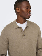 Polo manica lunga Onsloui Nero/Desert/Coffee