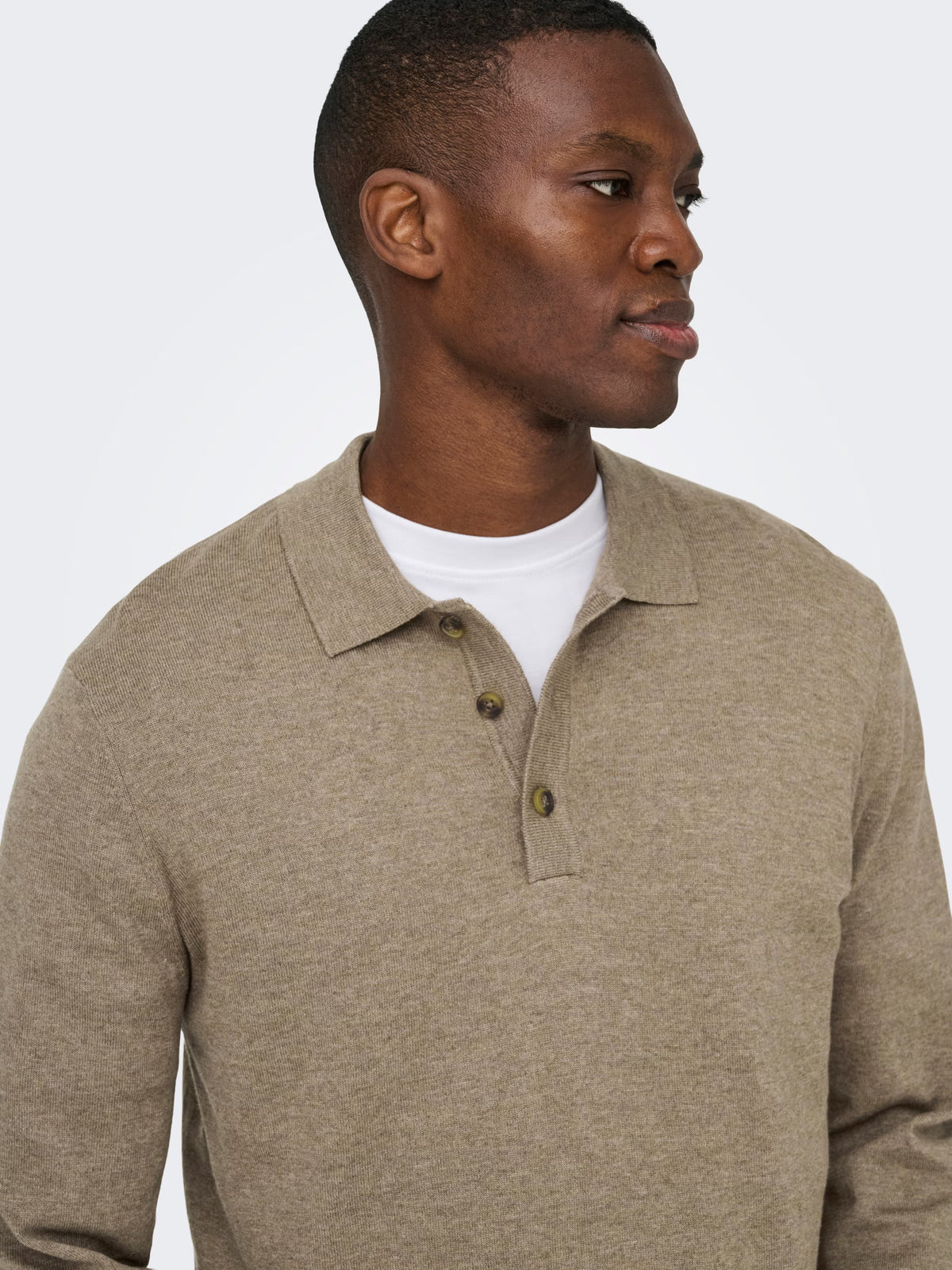 Polo manica lunga Onsloui Nero/Desert/Coffee