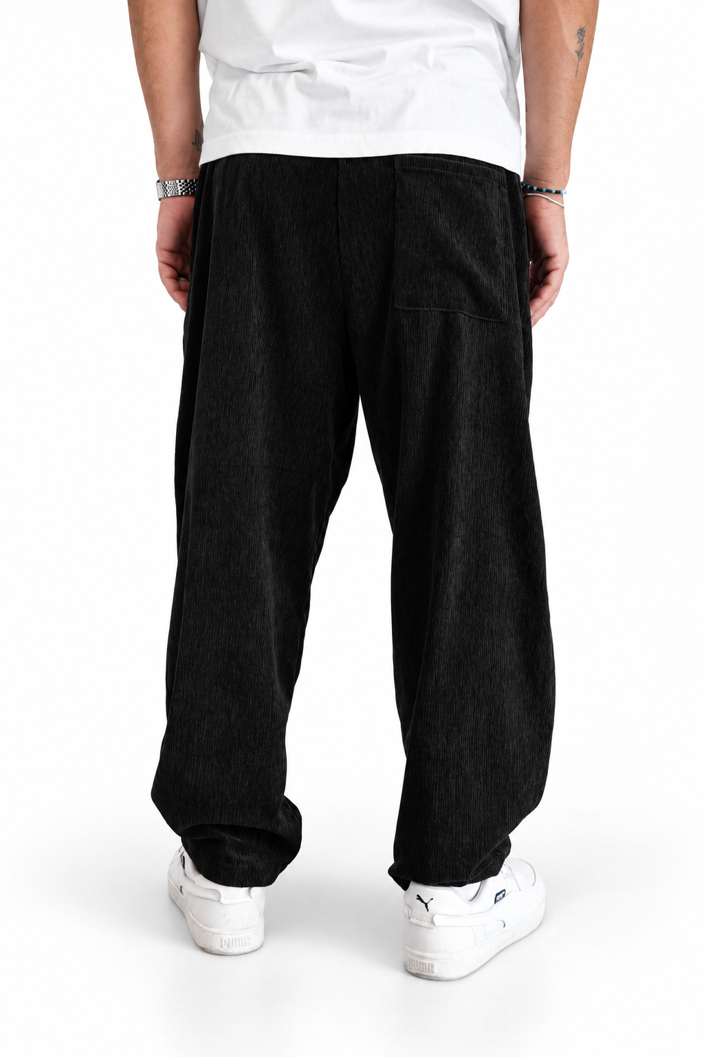 Pantalone tuta baggy velluto nero