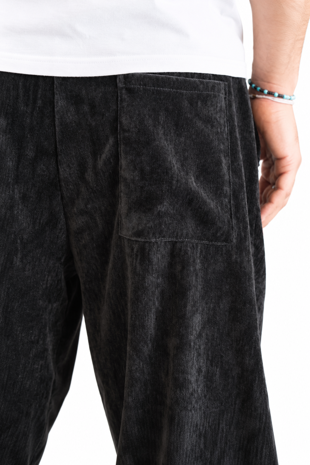 Pantalone tuta baggy velluto nero
