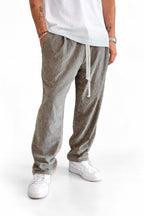 Pantalone tuta baggy velluto fango