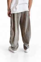 Pantalone tuta baggy velluto fango