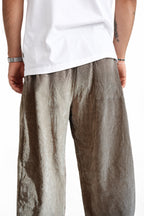 Pantalone tuta baggy velluto fango