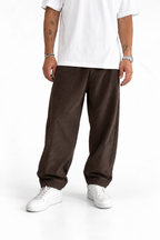 Pantalone costine marrone fondo largo