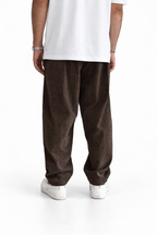 Pantalone costine marrone fondo largo