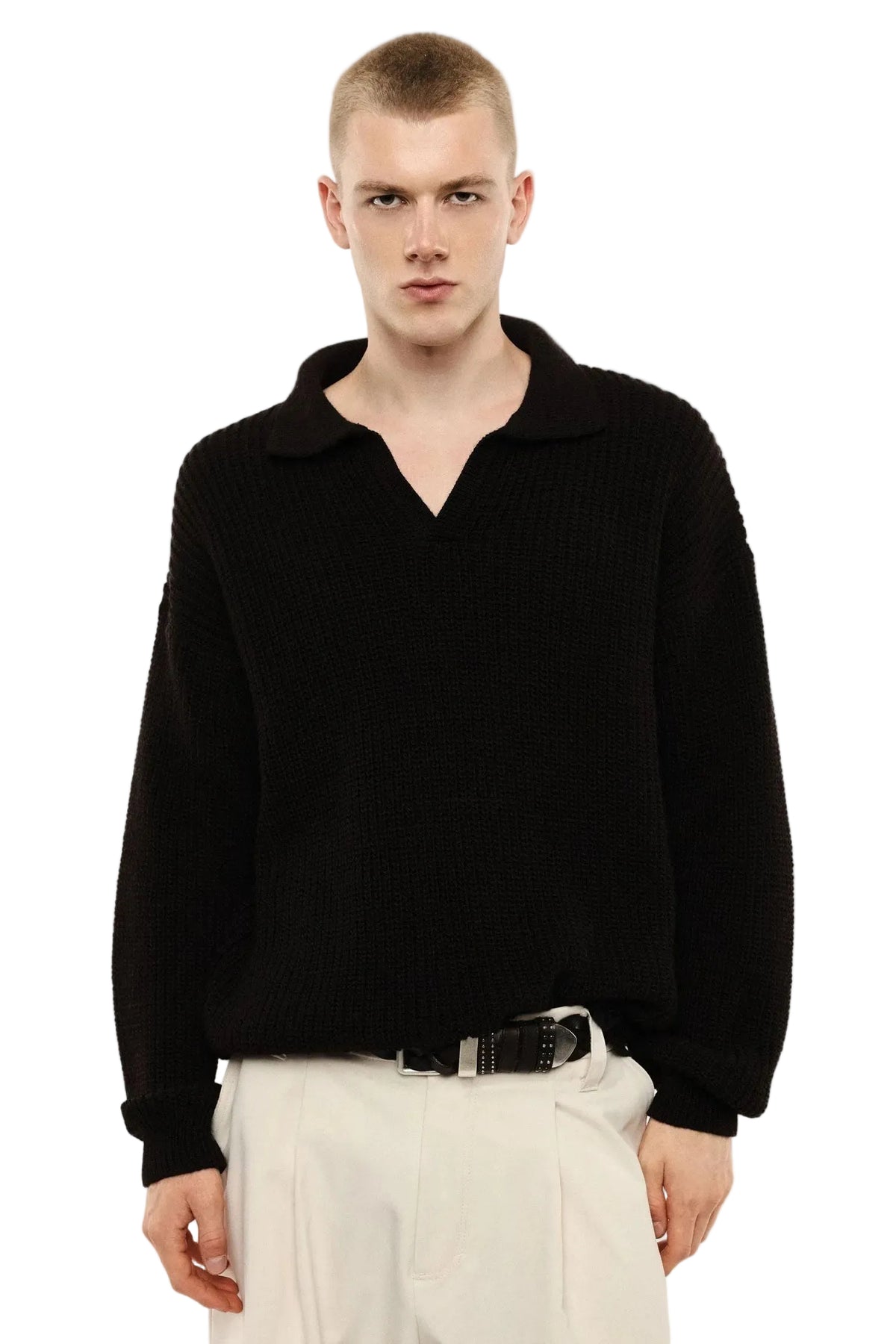 Maglione moro con collo a polo