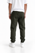 Pantalone tuta felpato verde stretto in fondo