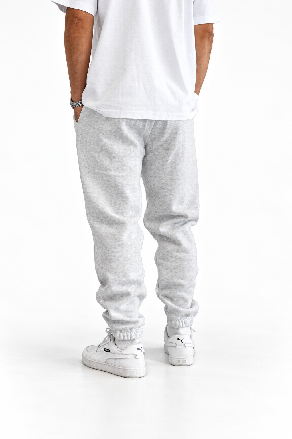 Pantalone tuta grigio regular stretto in fondo