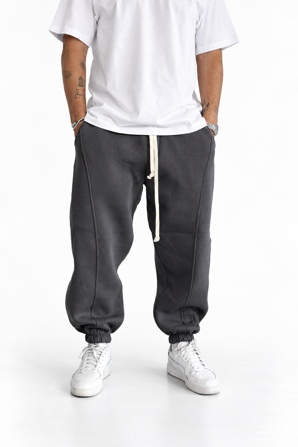 Pantalone piombo tuta fondo stretto